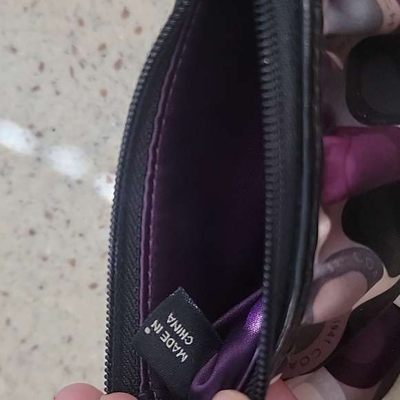 COACH Madison Op Art Purple black Satin & Patent Leather Wristlet Bag - Picture 5 of 5